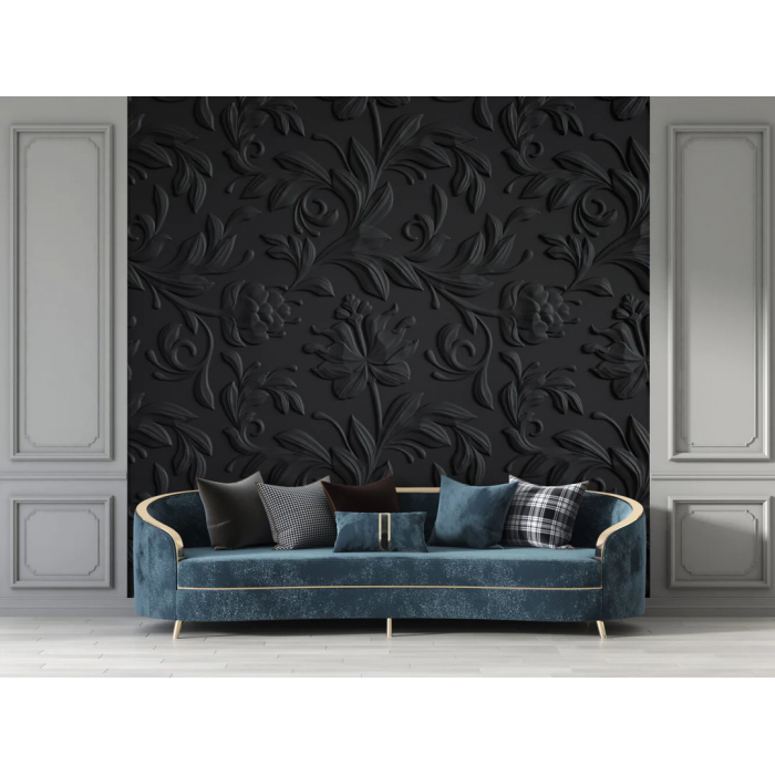 Papier peint 3D noir motifs abstraits