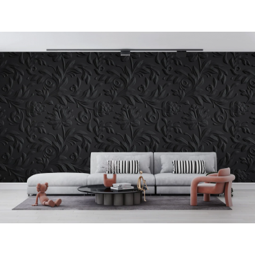Papier peint 3D noir motifs abstraits
