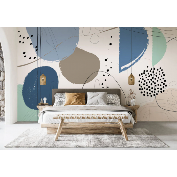 Papier peint abstrait couleurs froides