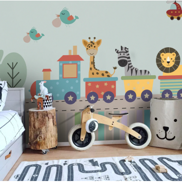 Papier peint animaux en petit train