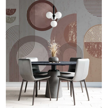 Papier peint architectural cercles et lignes abstraites