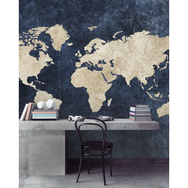 Papier peint carte bleu & beige