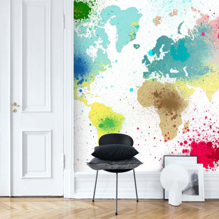 Papier peint carte du monde colorée