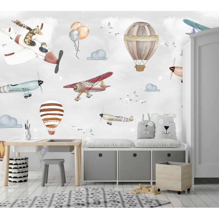 Papier peint avions & montgolfières