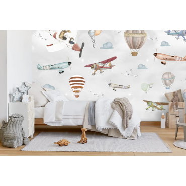 Papier peint avions & montgolfières