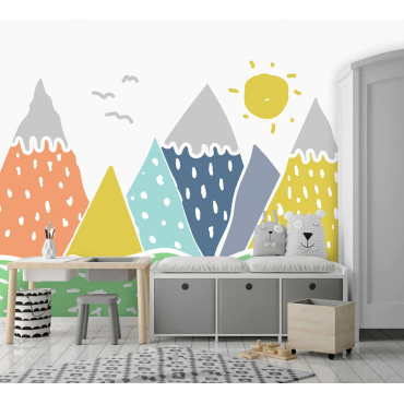 Papier peint montagne colorée