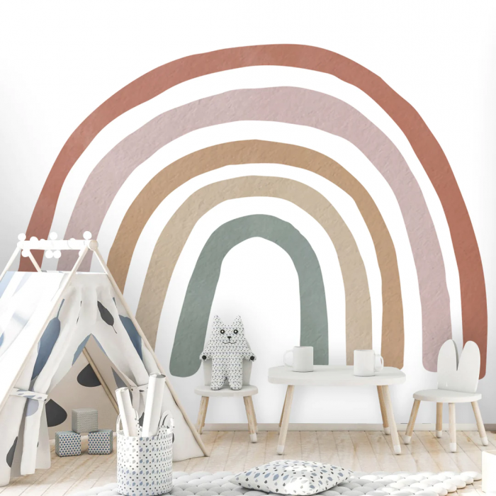 Fresque murale arc-en-ciel multicolore