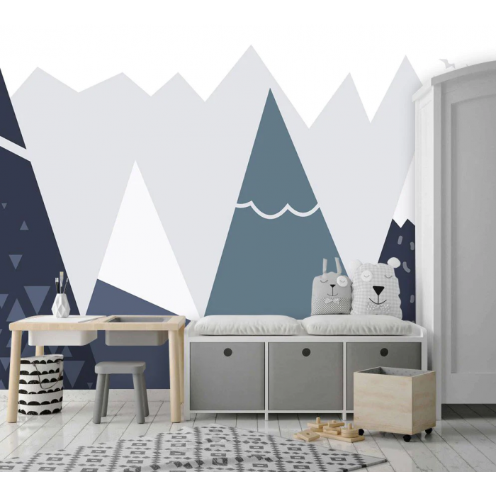 Papier peint panoramique montagne bleue