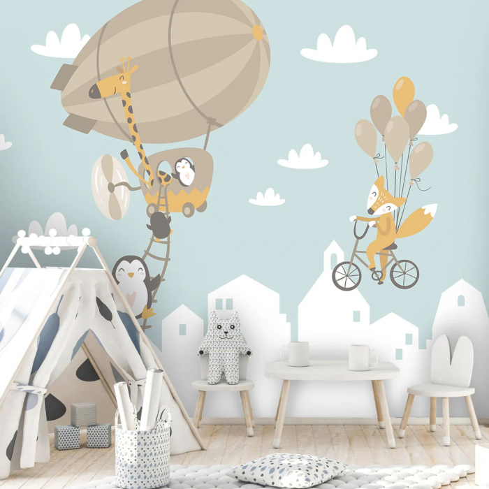 Papier peint animaux exploration en dirigeable
