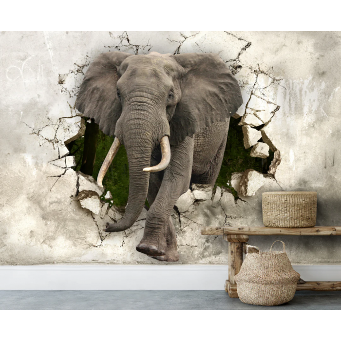 Papier peint panoramique éléphant 3D