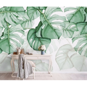 Fresque murale feuille de monstera