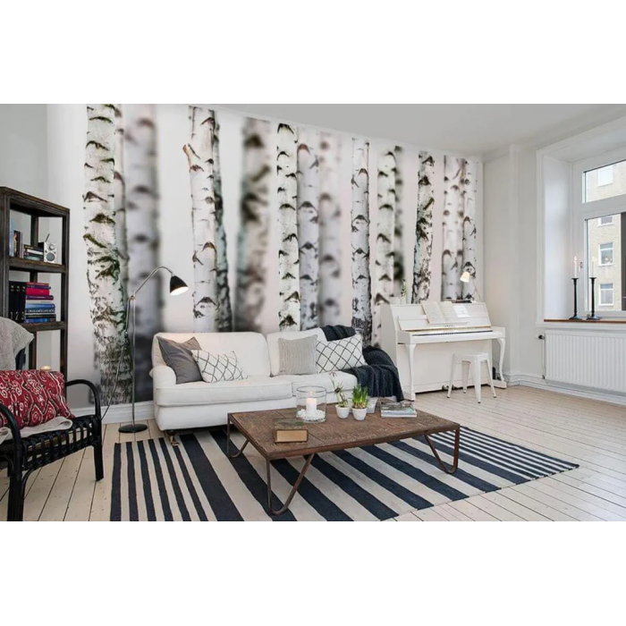 Papier peint panoramique sur mesure bois blanc