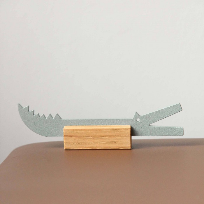 Porte couteau - Crocodile - Bleu-gris