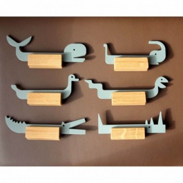 Porte couteau - Crocodile - Bleu-gris