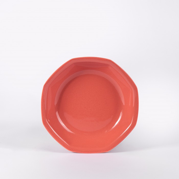 Assiette creuse octogonale 19 cm terracotta