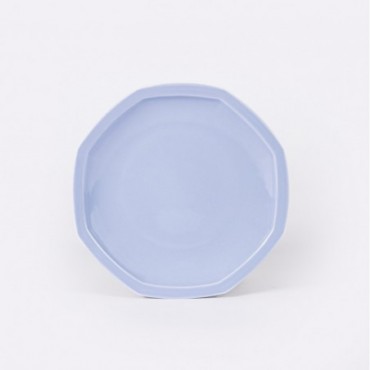 Assiette plate octogonale 25 cm bleue