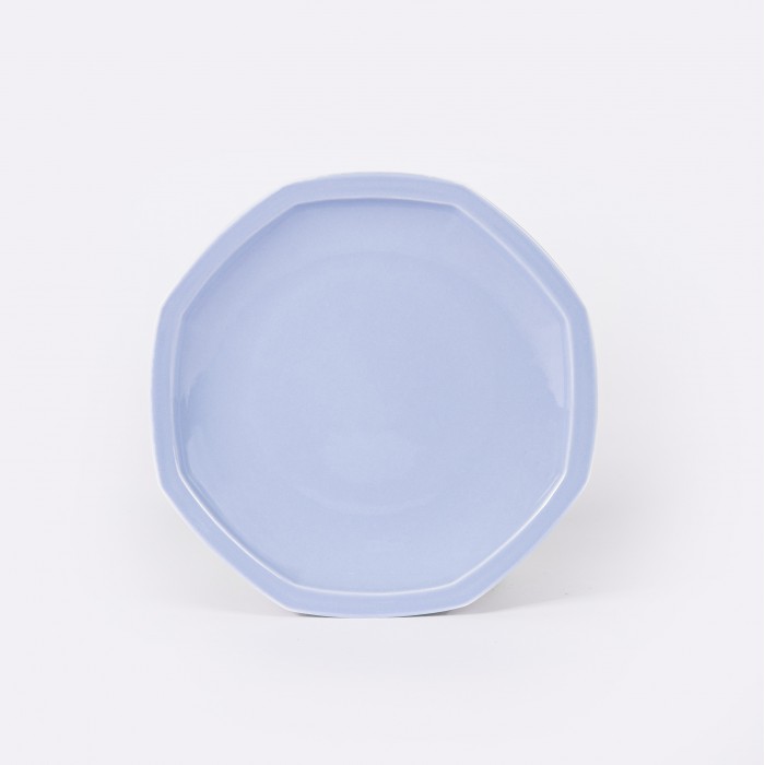 Assiette plate octogonale 25 cm bleue