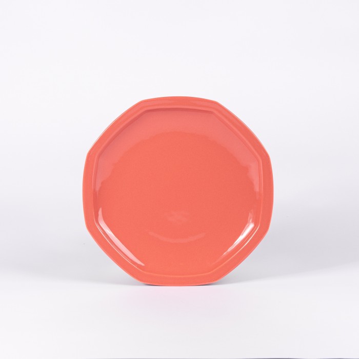 Assiette plate octogonale 25 cm terracotta