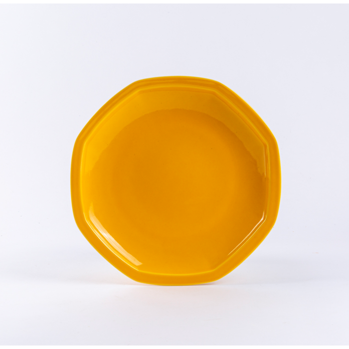 Assiette plate octogonale 25 cm jaune