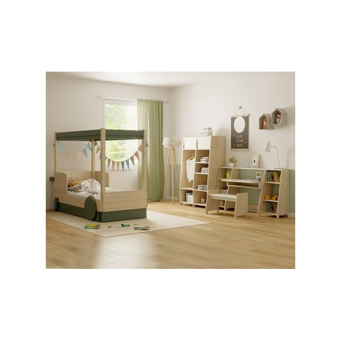 Lit simple avec baldaquin en Sapin - Discovery - 90x190cm