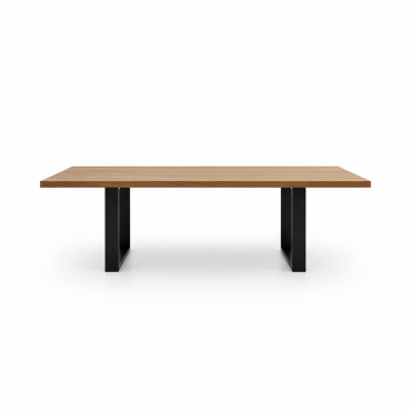 Table en chêne massif et pied en acier (sur-mesure)