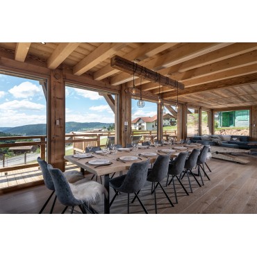 Table en chêne massif et pied croix en acier (sur-mesure)