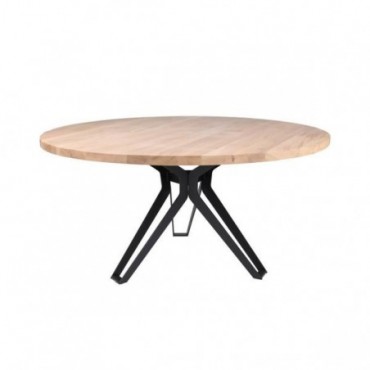 Table ronde en bois avec pied métal